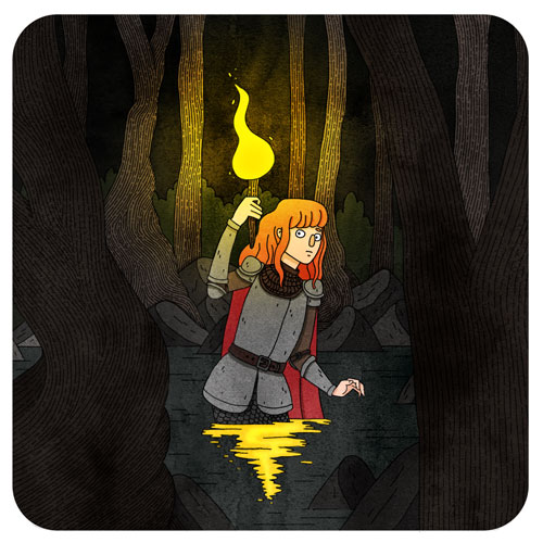 Knight in dark forest